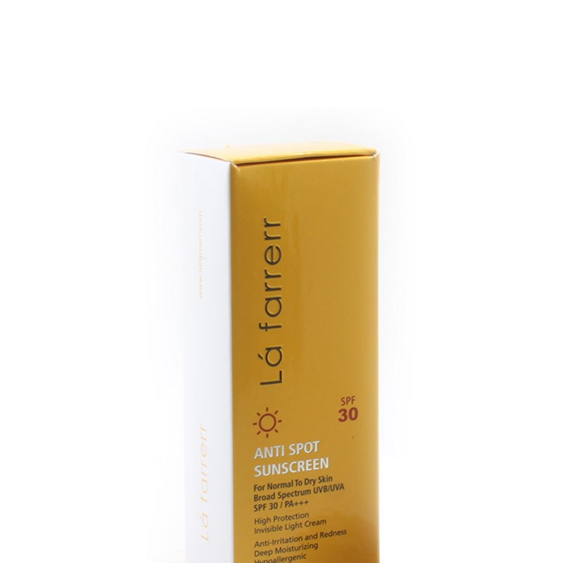 کرم ضد آفتاب و ضد لک SPF30 مخصوص پوست خشک و معمولی لافارر (بدون رنگ)