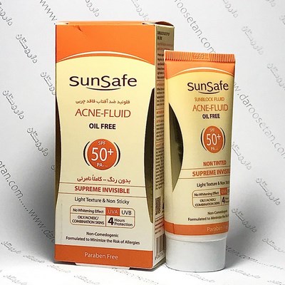 فلوئید ضد آفتاب +SPF50 فاقد چربی مناسب پوست چرب و آکنه ای سان سیف (بدون رنگ)