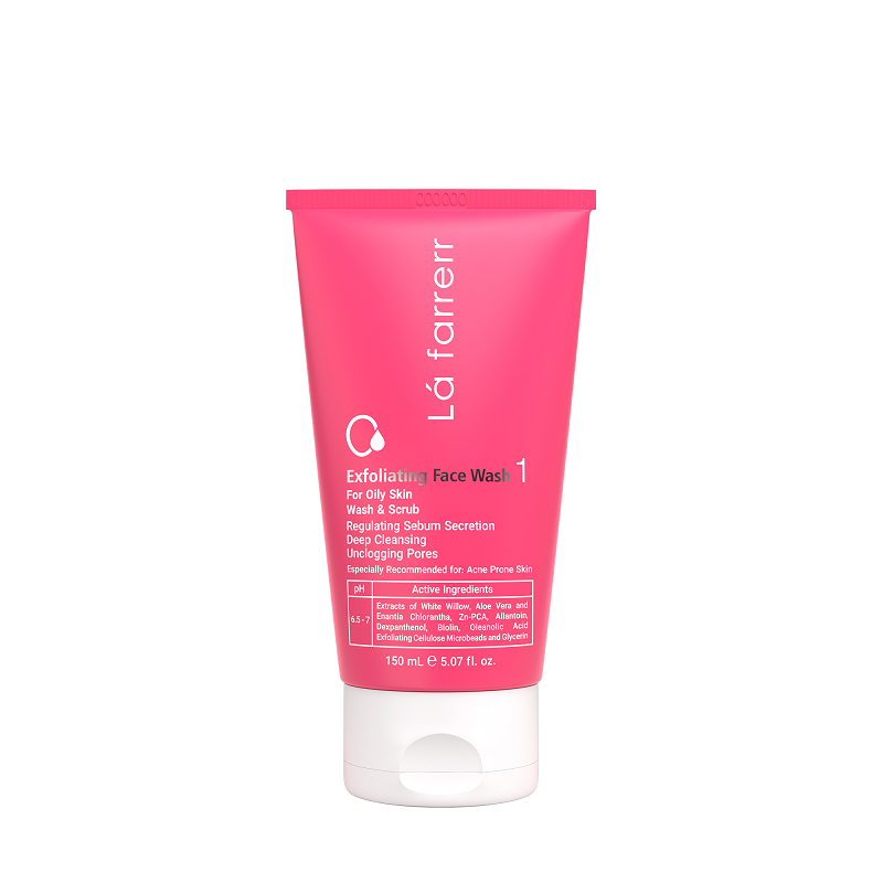 ژل شستشوی صورت حاوی اسکراب مناسب پوست چرب و آکنه ای لافارر