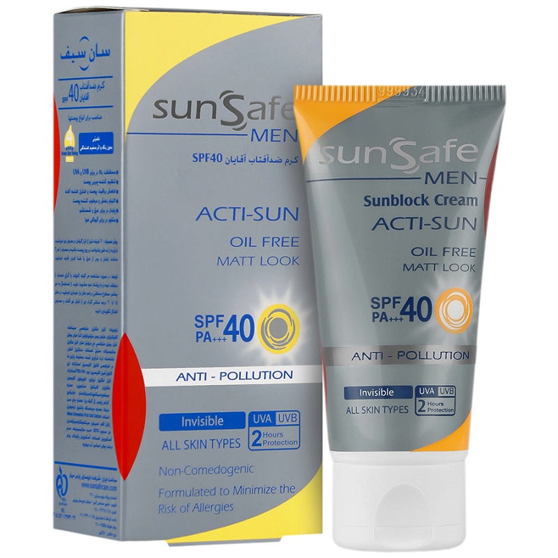 کرم ضد آفتاب SPF40 مخصوص آقایان سان سیف (بدون رنگ)