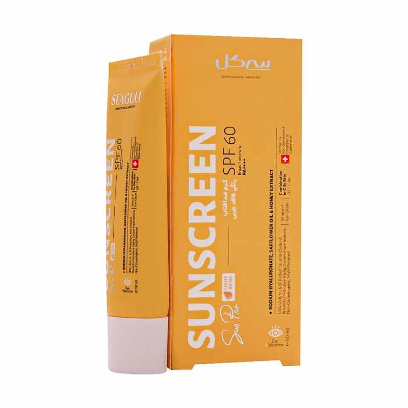 کرم ضد آفتاب SPF60 فاقد چربی مناسب پوست مختلط تا چرب سی گل (بژ روشن)