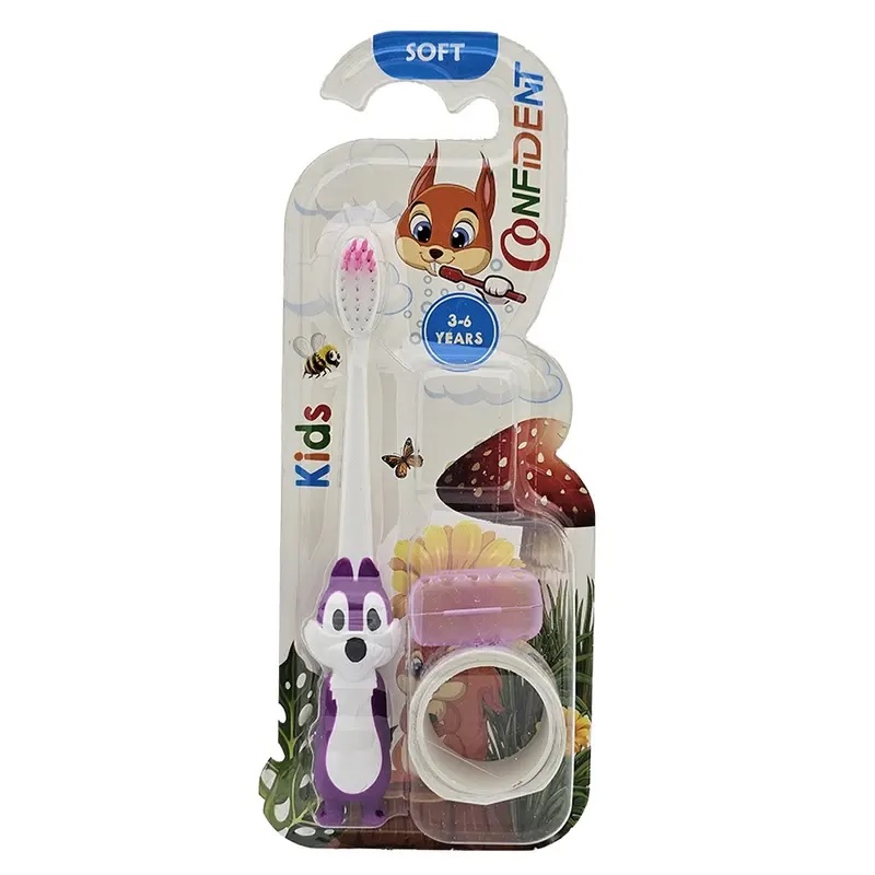 مسواک کودک نرم مدل هپى اسكوئرل جایزه دار کد K2.02 کانفیدنت