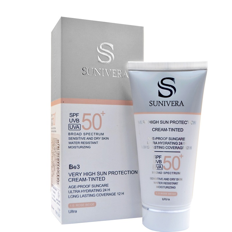 کرم ضد آفتاب +SPF50 مناسب پوست خشک و حساس سانیورا (رز بژ 1.5) 
