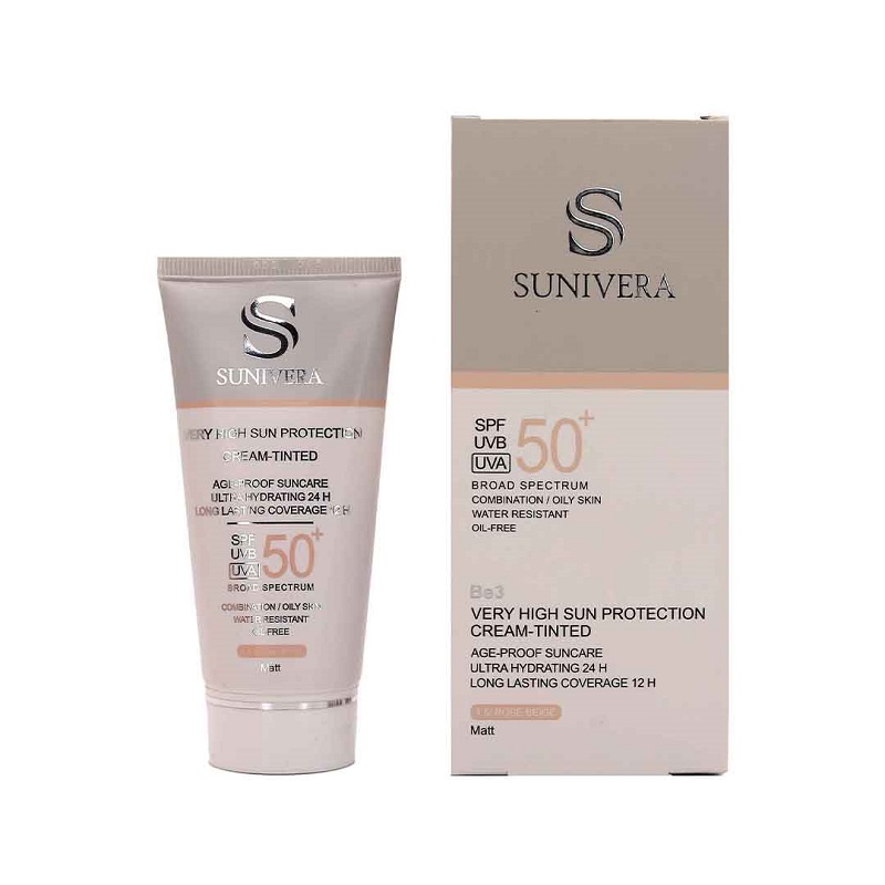 کرم ضد آفتاب +SPF50 مناسب پوست مختلط و چرب سانیورا (رز بژ 1.5) 