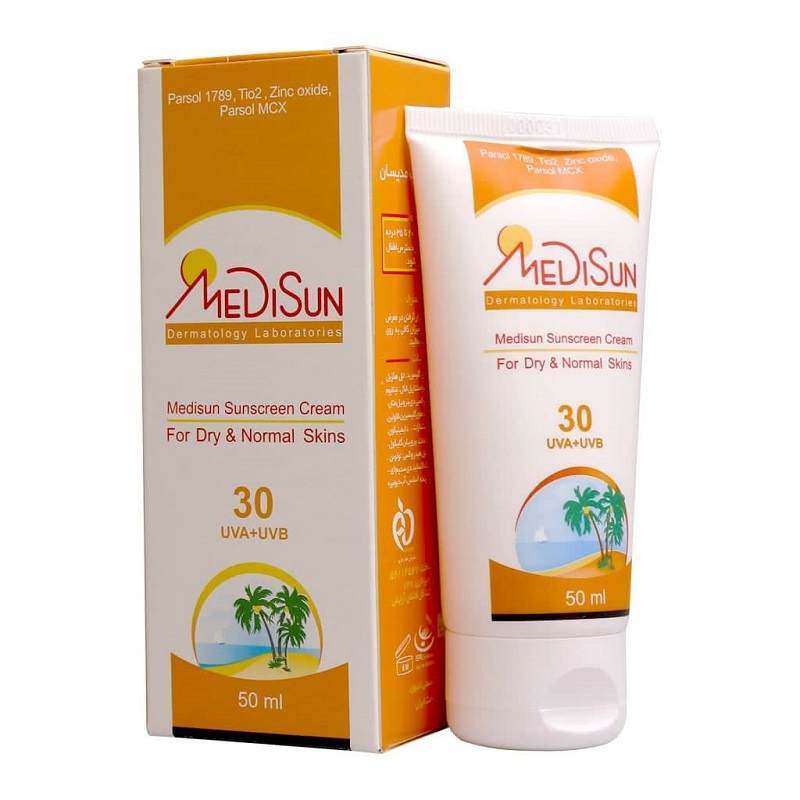 کرم ضد آفتاب SPF30 مناسب پوست خشک و معمولی مدیسان (بدون رنگ)