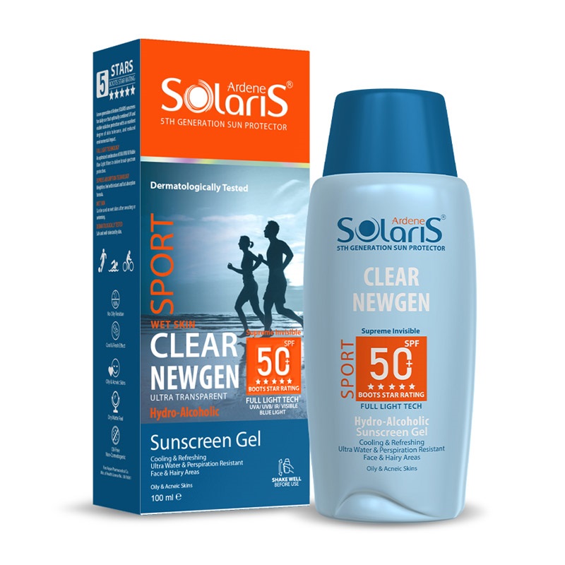 ژل هیدروالکلی ضد آفتاب +SPF50 مناسب پوست جوش دار به ویژه ورزشکاران سولاریس
