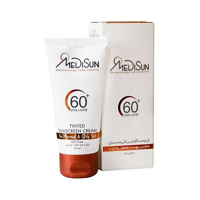 کرم ضد آفتاب +SPF60 مناسب پوست معمولی و چرب مدیسان (رنگی)